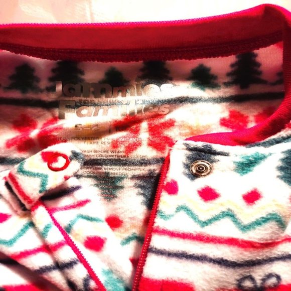 NWT Christmas Holiday Onesy Pajamas Fleece Jammies 5-6 - Picture 3 of 6